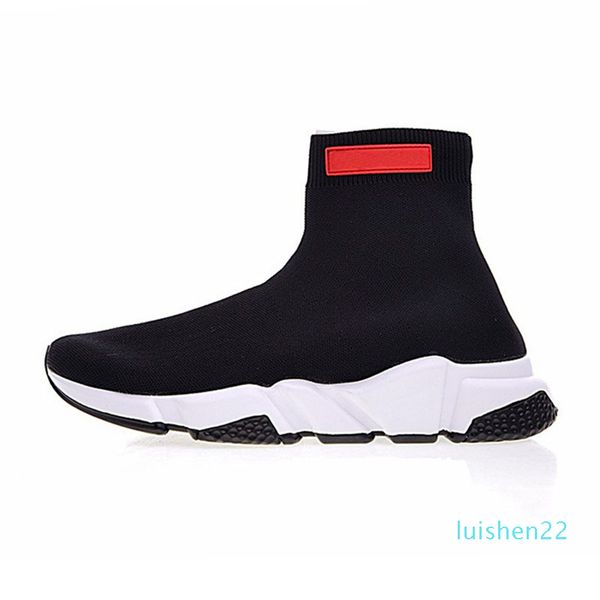 

2019 luxury speed sock speed trainer casual shoes men and women shoes speed stretch-knit shoes mid sneakers size with box l22, Black
