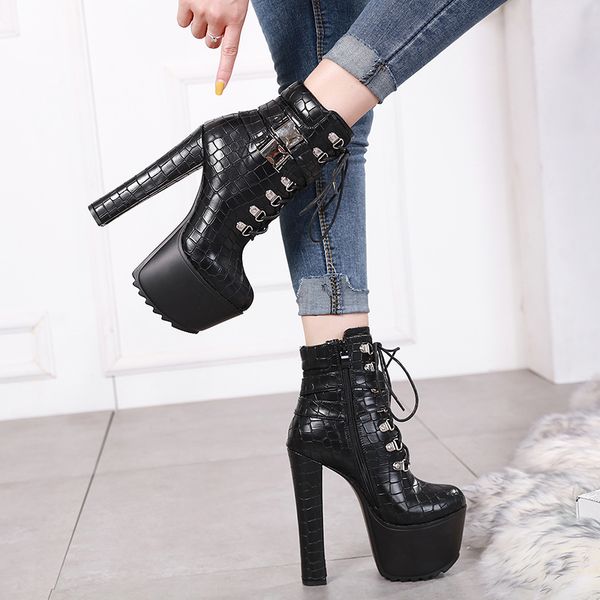 Brand Women S Shoes Zipper Platform High Heel Boots Crossdresser