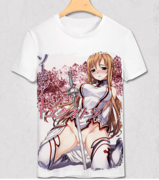 

novelty fashion anime sword art online t shirt yuki asuna tshirt 3d print fun t-shirt cosplay costume men&women shirt u1678, White;black