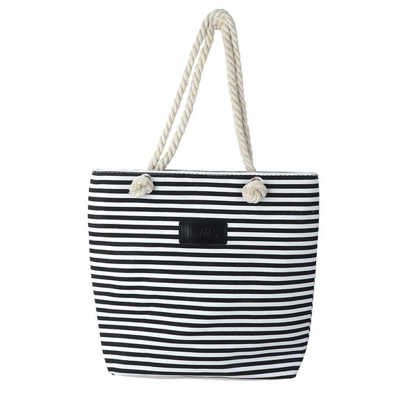 

summer striped canvas shopper shoulder bag girl casual handbag beach bags reusable large capacity tote bolsa feminina