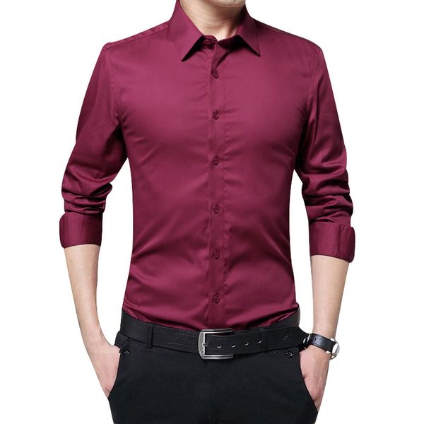 

men long sleeve shirts comfortable slim fit solid business formal shirts for autumn, White;black