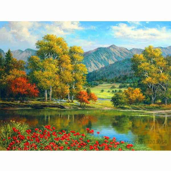 

chunxia framed diy painting by numbers landscape acrylic painting modern picture home decor for living room 40x50cm ra3477
