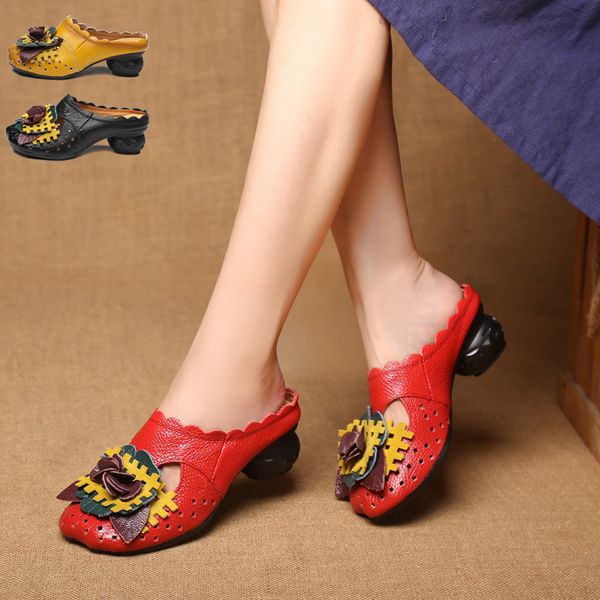 

female pumps stiletto sandals novelty mules slipper genuine leather shoes square toe ladies high heels new fashion summer, Black