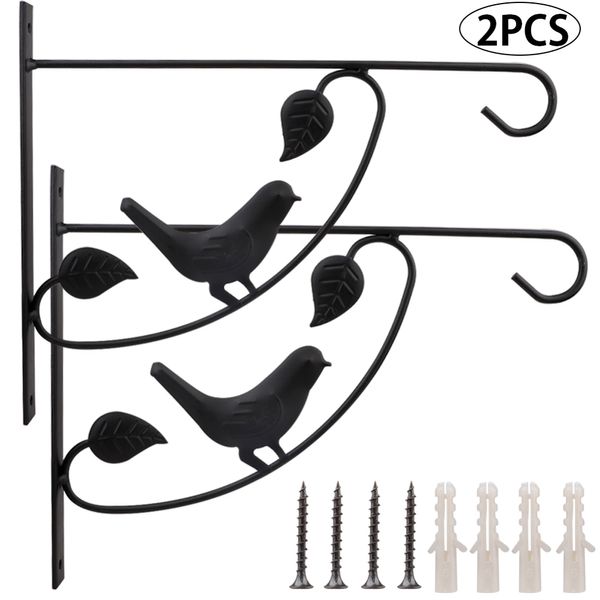 

2 pcs plant bracket iron wall mount lanterns hangers hanging bird feeders wind chimes hooks triangle hanger bracket flower hook