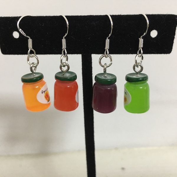 

12 pair temperament resin fun fruit jam jars personal earring little pure and fresh and personality women's earrings, Silver