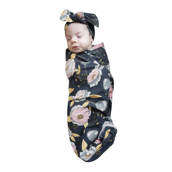 

sleeping bags born baby bag cute cartoon animal printed swaddle blanket muslin wrap+hat 2pcs set