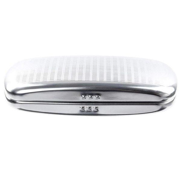 

glasses case, aluminum hard shell eyeglasses case striped spectacles box, Silver