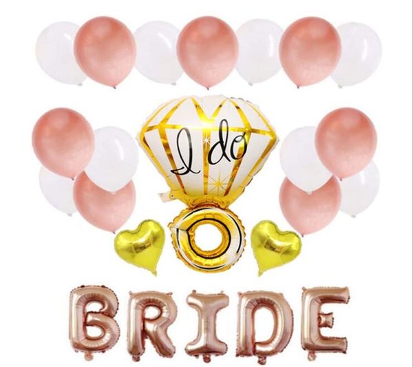 

28 piece suit bachelorette party rose gold balloon wedding celebration decorate balloons suit i do diamond ring shape bride letter 8 5hy a1