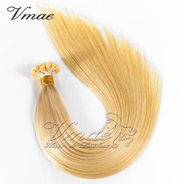 

vmae straight natural 613 blond keratin fusion pre bonded virgin flat tip human hair extension, Black