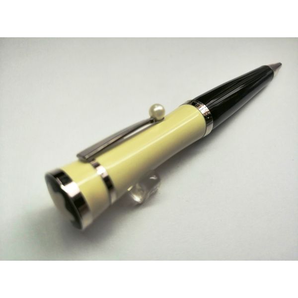 

luxury pen brand pens mb greta garbo monte black resin fountain pen / roller ball pen with pearl silver clip office school stationery, Blue;orange