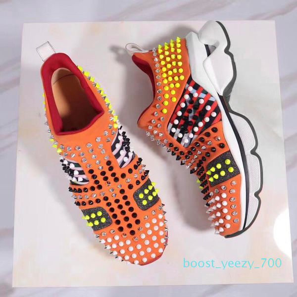 

2019 designer shoes spike sock men sneakers platform red donna flat rubber womens red bottom spike luxury shoes flat trainers 16 color b70, Black