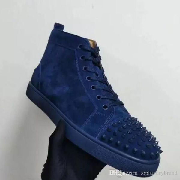 

2018 men leisure shoes new casual red bottom sneakers for men with spikes black suede fashion casual mens shoes high trainers