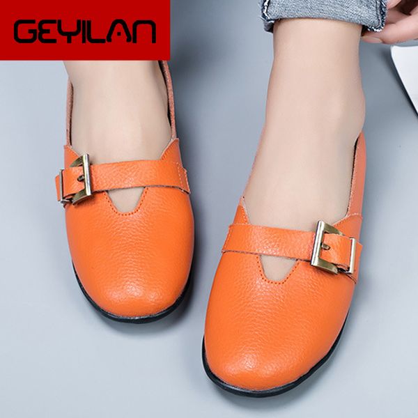 

boats women shoes buckle designer genuine leather shoes for women large size 4.5-12 antiskid flats woman spring, Black