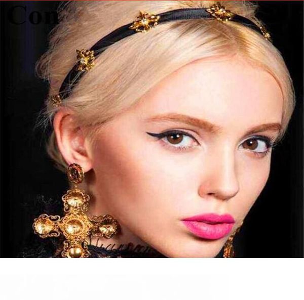 

baroque brand metal cross stud earrings for women vintage jewelry gold carving flower earring brincos fashion club bijoux 2017, Golden;silver