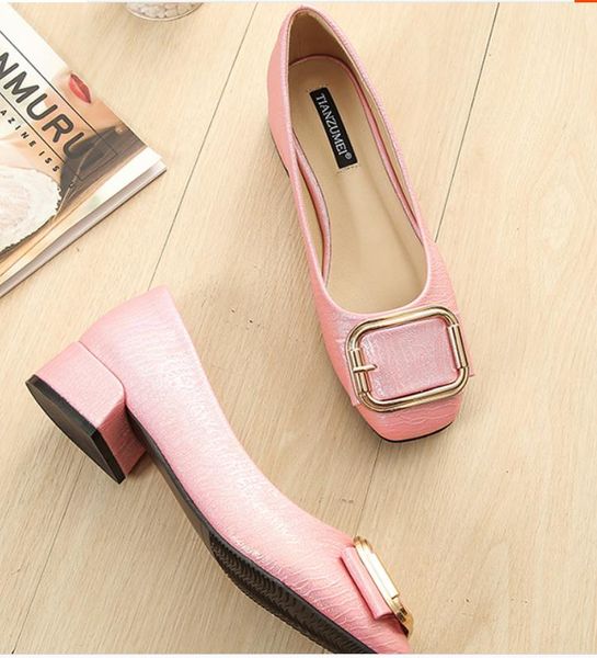 

2019 women's shoes in spring and autumn with new style low heel square head @9035, Black