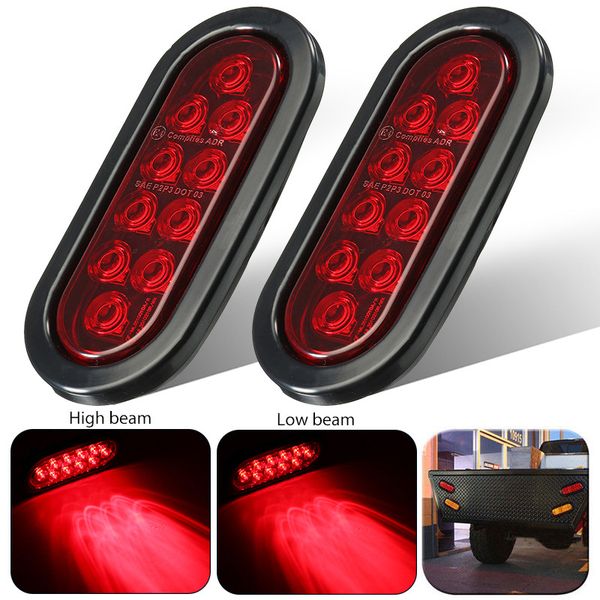 

2pcs 10led oval red led trailer truck turn sbrake lights tail side marker lamp turn led lamp