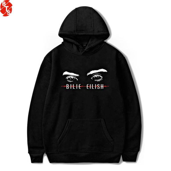 

billie eilish мода печатные толстовки женщины / мужчины с длинным рукавом с капюшоном be кофты 2019 горячие продажа повседневная мода street, Black