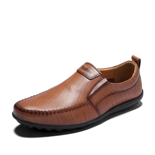 

fashion leather men shoes casual flat shoes men waterproof breathable loafers male soft moccasins genuine leather, Black