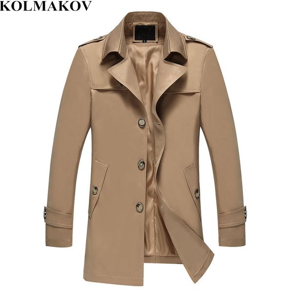 

kolmakov 2018 men's trench coat men fashion jackets coats mens windbreaker slim khaki casual trench overcoat -4xl, Tan;black