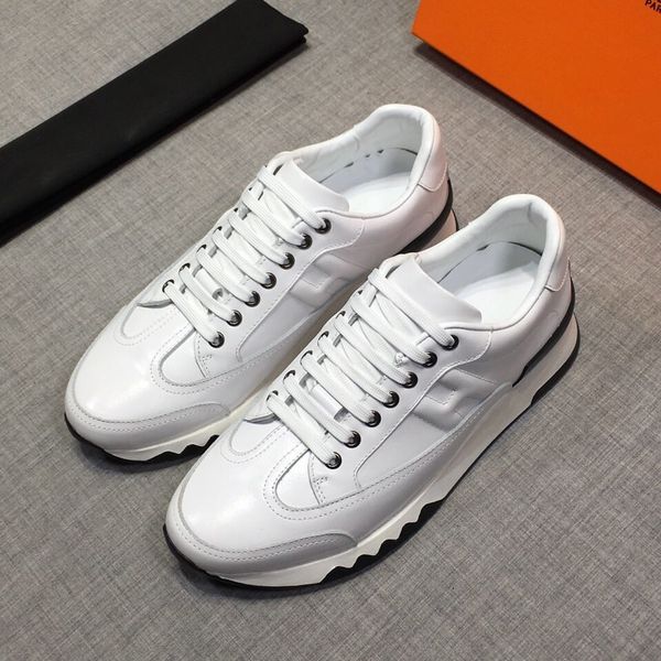 

fashion platform men's shoes wild vintage luxury spring new men's leather color matching lace-up wild sports casual running shoes, Black