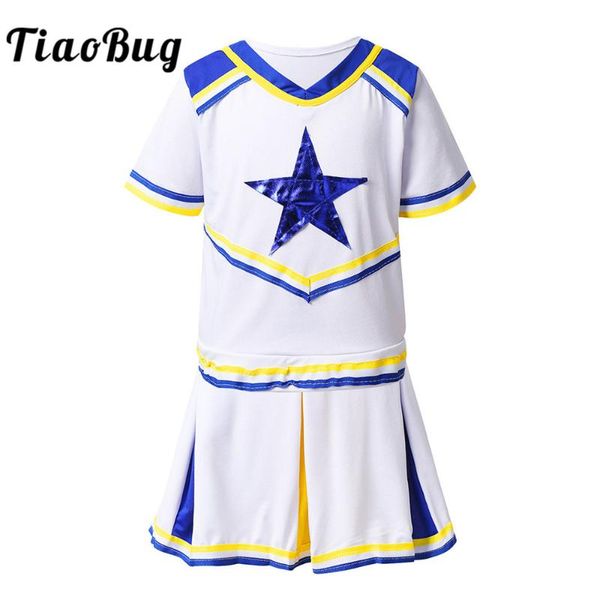 

kids short sleeves with shorts skirt set school cheerleading uniforms girls stage performance school team dance costume