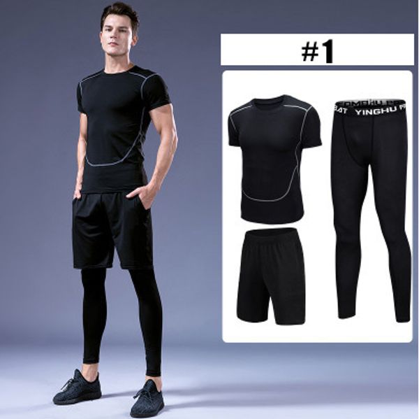 

men luxury summer tracksuits mens designer fitness clothes casual quick dry trainning sports suits t-shirts + shorts + pants three-piece, Gray
