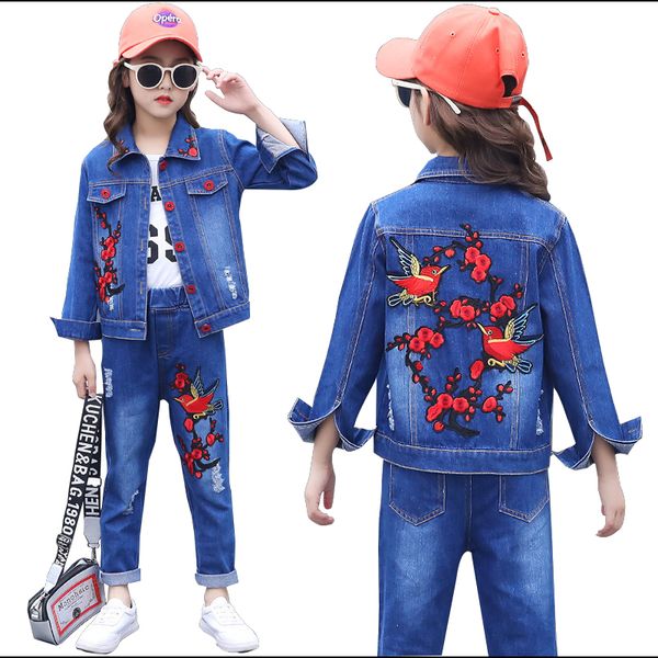 

children clothing boy girl spring suit 2019 new korean children denim suit two sets for spring and autumn clothes tide, White