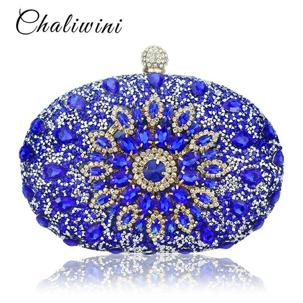 

wedding diamond floral woman bag clutch bag blue crystal handbags sling package cell phone pocket matching bag wallet purse d18110106