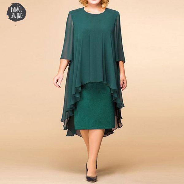 

2019 party dress vestidos women chiffon patchwork o neck 3 4 sleeve plus size summer baggy designer clothes, Black;gray