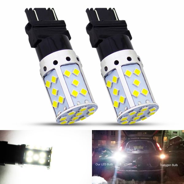 

2pcs t25 3157 led 35 chips 3030 smd led bulbs white lamp for auto turn signal lights car brake reverse lights taillight 9-30v