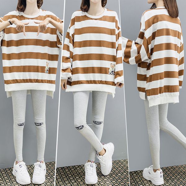 

maternity clothes autumn set 2019 new style pregnant women fashion set spring and autumn two-piece set fashion mom base shirt to, Blue