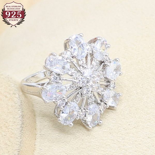 

new arrival white cubic zirconia 925 silver ring for women bridal jewelry wedding gift, Slivery;golden