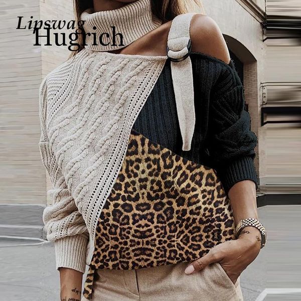 

turtleneck long sleeve knitted sweater women off shoulder patchwork pullover 2019 winter autumn fashion ribbed sweaters top, White;black