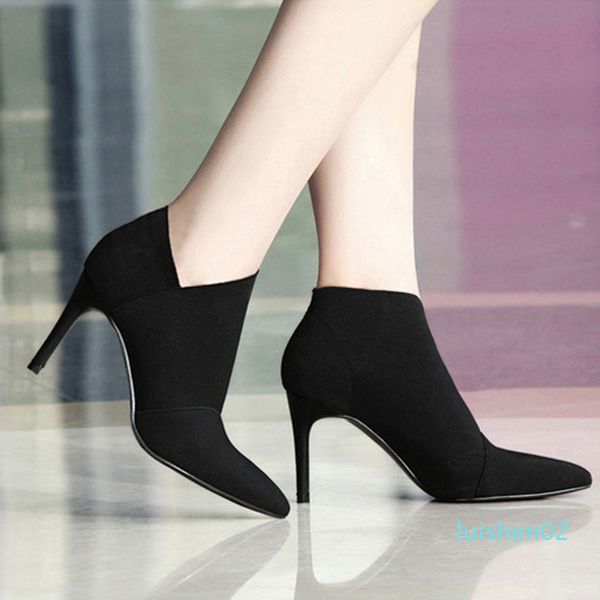 

women high large size34-41fashion female high-heeled young ladies fashion booties 8.5cm heel cloth boots l02, Black