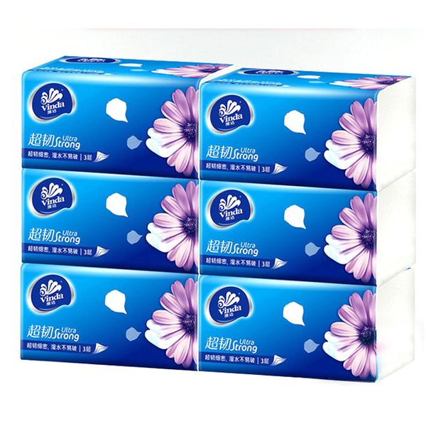 

paper napkins super strong absorbing virgin wood pulp soft pack facial tissue delicate and soft tissue paper 3 layers, 130 sheets, 6 packs