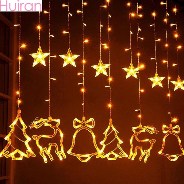 

huiran christmas tree elk bells led string lights merry christmas decorations for home 2019 xmas curtain lights happy new year