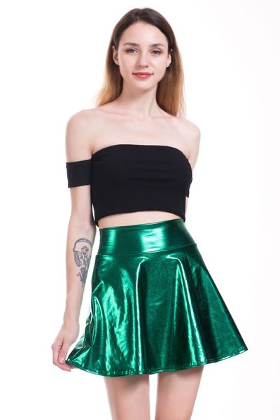 

designer womens skirts fashion party pu solid color dress womens night club skirt, Black