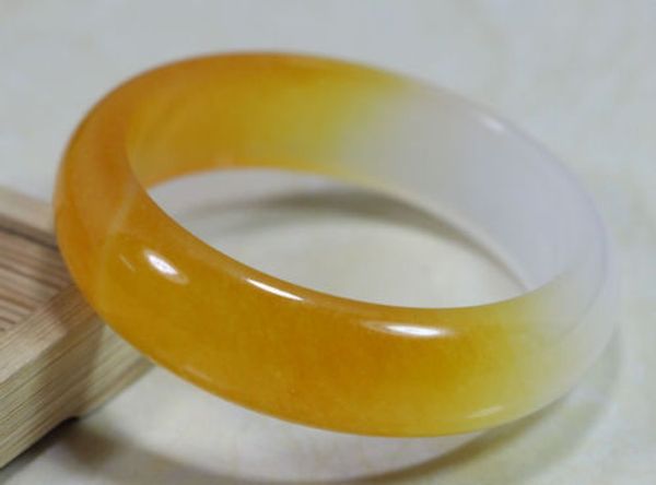

koraba fine jewelry chinese natural beautiful yellow white jade jadeite bangle bracelet ing, Golden;silver
