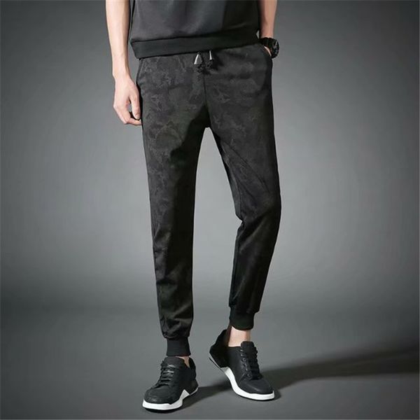 

men's pants casual summer small feet korean version of the trend sports harem slim thin section beam, Black