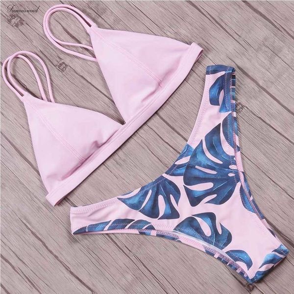 

new 2019 bikinis women swimsuit female swimwear print brazilian summer bikini set bathing suit swimming wear biquini, White;black