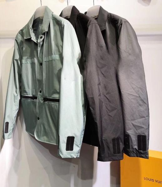 

fashion mens windbreaker jackets autumn and winter trend cardigan button flip leader chapter zipper decorative couple jackets, Black;brown