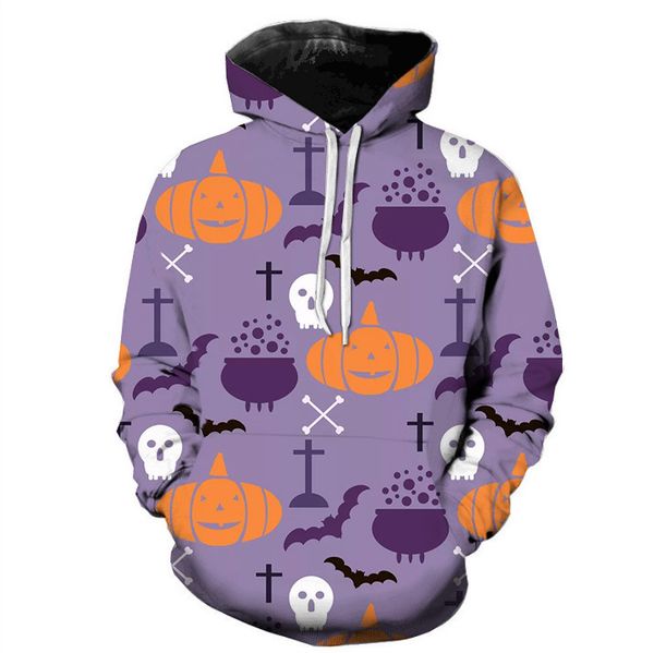 

halloween mens designer hoodies winter fashion 3d pimpkin and ghost printed hoodies mens and womens casual long sleeve clothing, Black