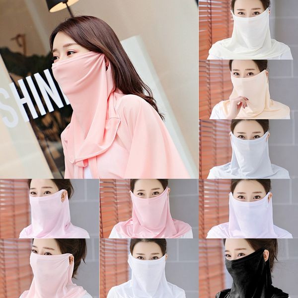 

mwwft new women scarf face mask outdoor veil windproof half face type sunshade masks scarf dust mask ear dust-proof party masks, Black
