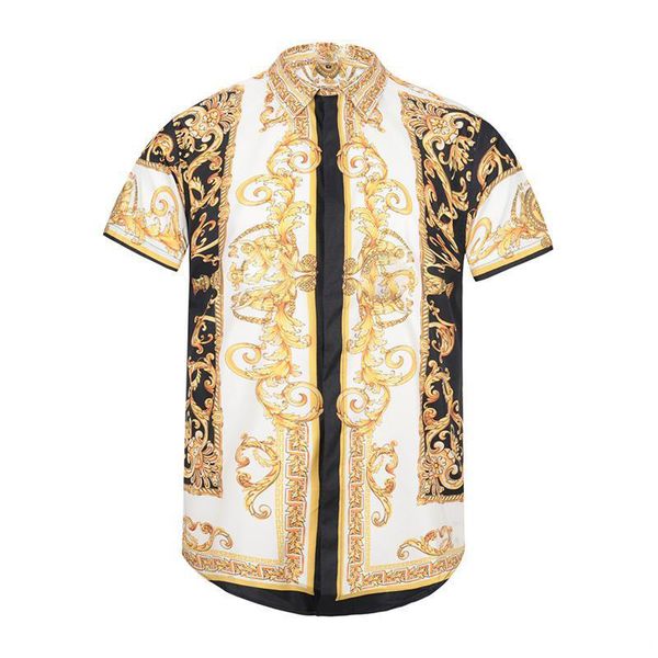 

mens versace он новый летний новая мода волны мужчины цветочный принт цвет смеси роскошные свободного покроя хлопок рубашки с коротким рукав, White;black