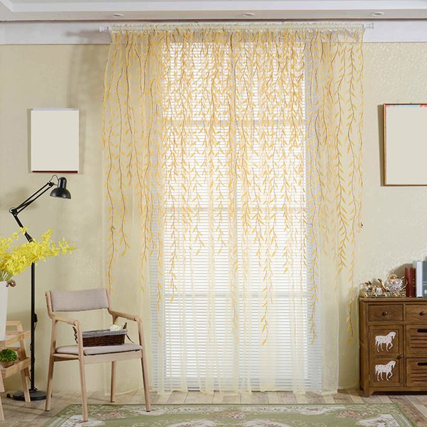 

декоративный занавес для гостиной спальня листья тюль шторы voile valance драпировать просвечивающие двери окна тюль