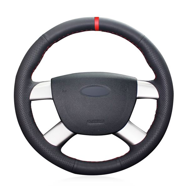 

black artificial leather car steering wheel cover for kuga 2008-2011 focus 2 2005-2011 c-max 2007-2010