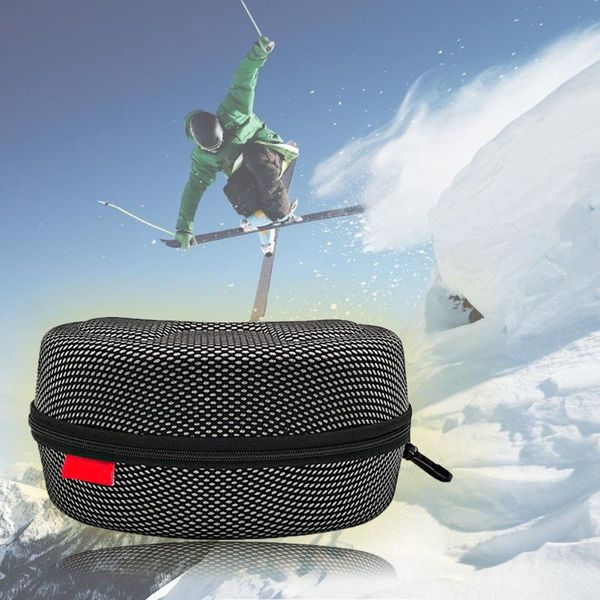 

eyewear protection with buckle zipper ski goggle case outdoor winter sports hard eva portable storage anti scratch carrying box, Silver