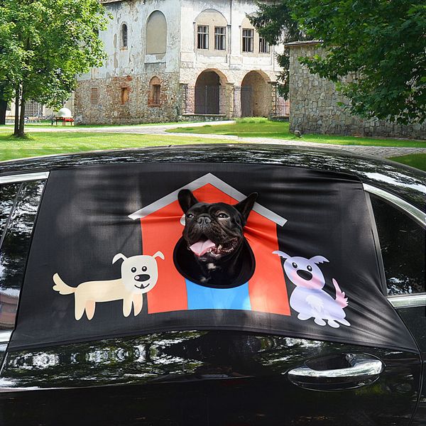

pet dog safety car printed window fence curtain visor window shade cover