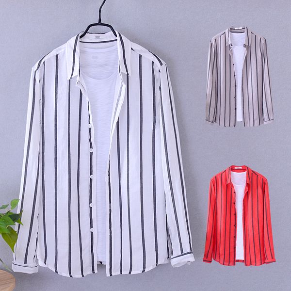 

men's 100% linen shirts long sleeve casual slim shirts men business linen dress, White;black