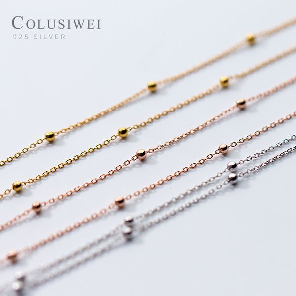 

colusiwei simple bead design genuine 925 sterling silver short necklaces for women fashion 3 color choker necklace fine jewelry